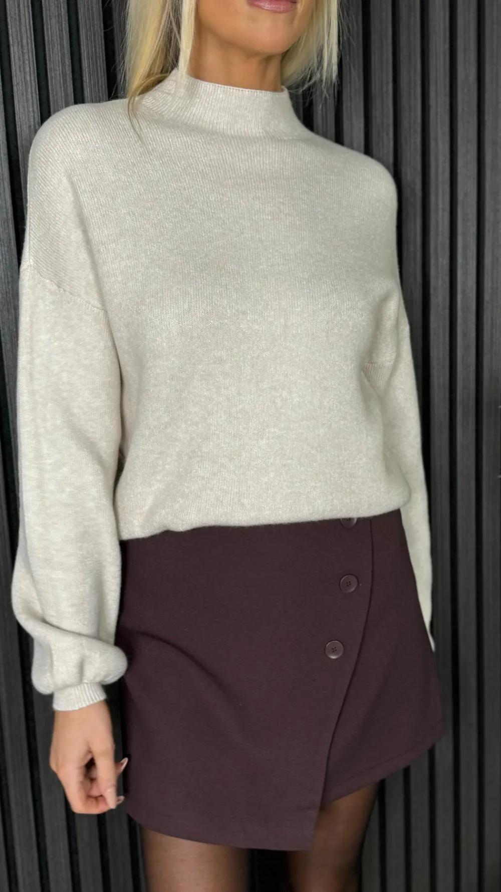 terrie_burgundy_wrap_styl_2.webp FEELKOO Skirts & Shorts^Terrie Burgundy Wrap Style Button Detail Mini Skirt