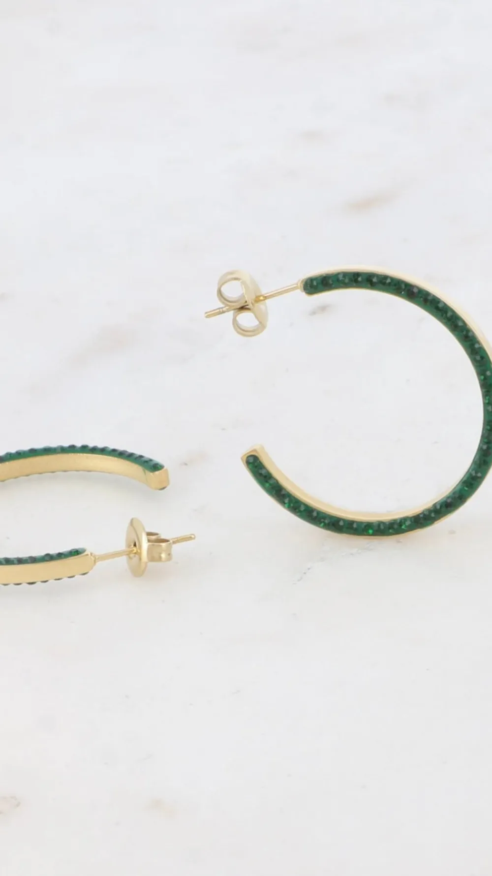 tess_green_hoop_embellish_0.webp PARIS FASHION SHOPS Jewellery^Tess Green Hoop Embellished Earrings