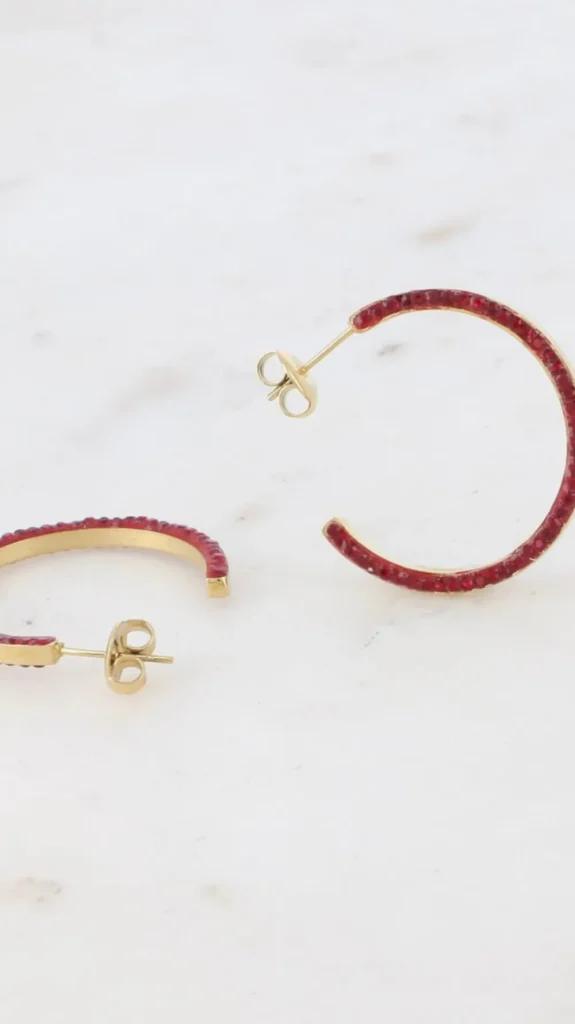 PARIS FASHION SHOPS Jewellery^Tess Red Hoop Embellished Earrings