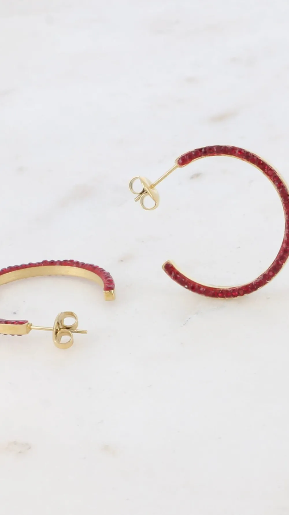 tess_red_hoop_embellished_0.webp PARIS FASHION SHOPS Jewellery^Tess Red Hoop Embellished Earrings