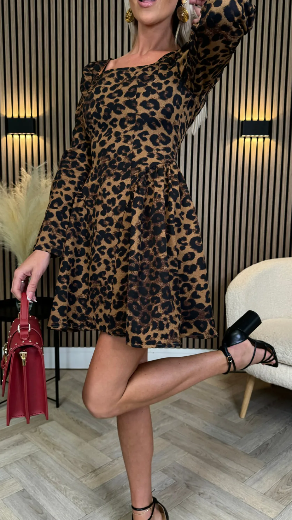 tiffany_beige_amp_black_l_0.webp ALLYSON Going Out Dresses | Occasion Dresses^Tiffany Beige & Black Leopard Print Square Neck Mini Dress