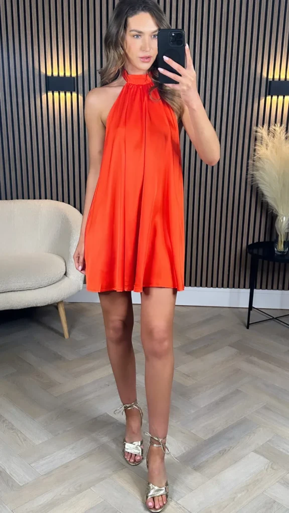 LUCCE Going Out Dresses | Occasion Dresses^Tori Orange Halterneck Mini Dress