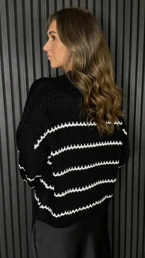 ESTEE BROWN Knitwear^Travis Black & Beige Printed Jumper