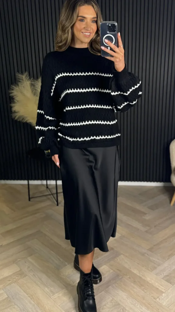 ESTEE BROWN Knitwear^Travis Black & Beige Printed Jumper
