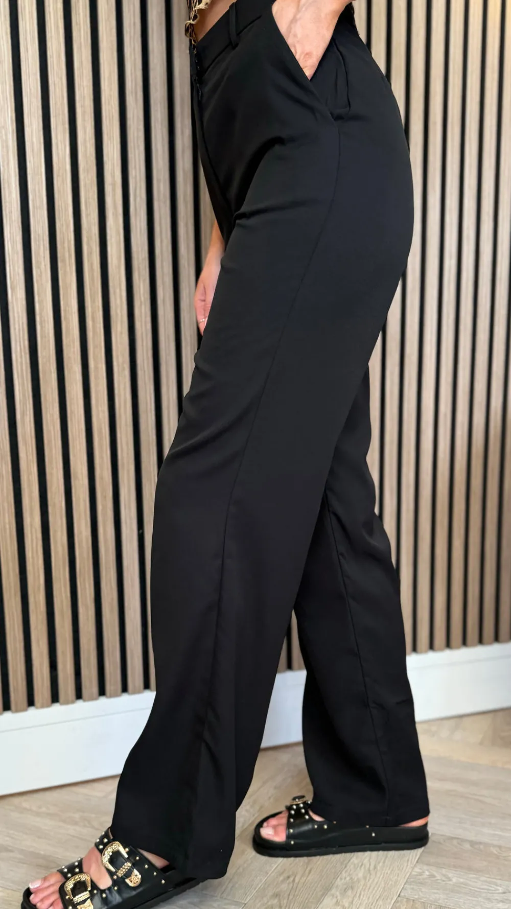 tressie_black_straight_le_3.webp JCD KOOLOOK Trousers^Tressie Black Straight Leg Trousers