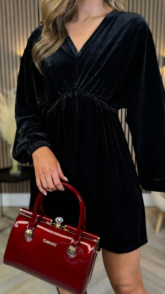 COPPEROSE Going Out Dresses | Occasion Dresses^Triana Black Velvet V Neckline Mini Dress