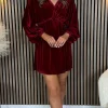 COPPEROSE Going Out Dresses | Occasion Dresses^Triana Red Velvet V Neckline Mini Dress