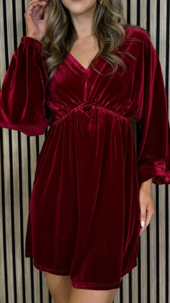 COPPEROSE Going Out Dresses | Occasion Dresses^Triana Red Velvet V Neckline Mini Dress