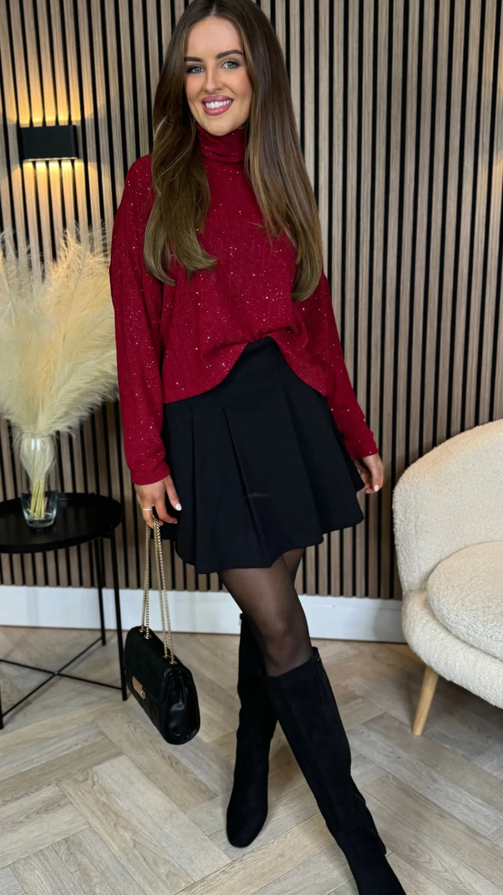 triona_black_pleated_mini_1.webp COPPEROSE Skirts & Shorts^Triona Black Pleated Mini Skirt With Shorts