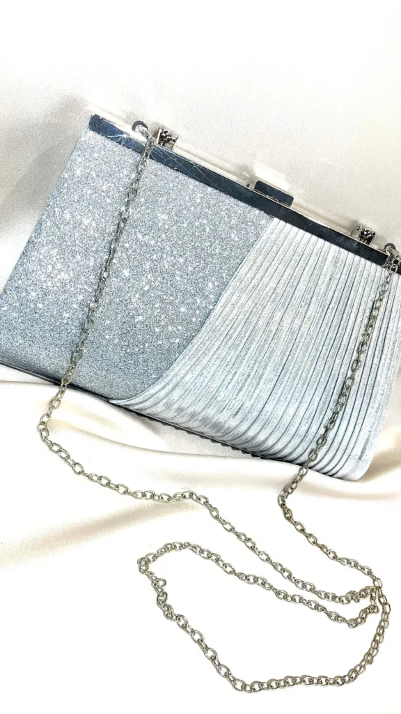 PARIS FASHION SHOPS Bags^Trisha Silver Glitter Detail Clutch Bag