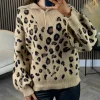 LILY ROSE BY FJ Knitwear^Udessa Beige & Black Leopard Print 1/4 Zip Roll Neck Jumper