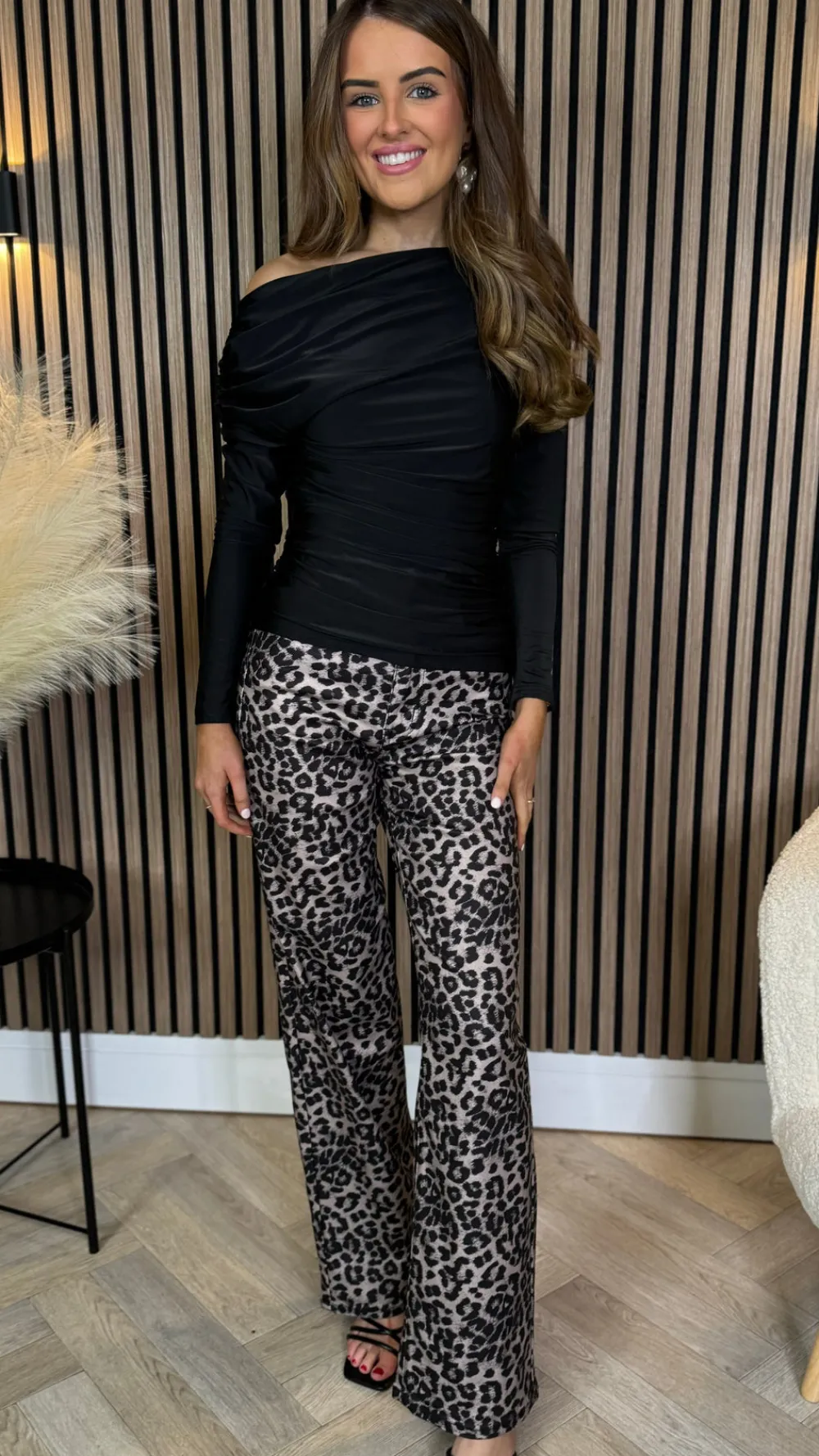 valerie_black_off_the_sho_5.webp AX PARIS Tops^Valerie Black Off The Shoulder Long Sleeves Ruched Waist Top