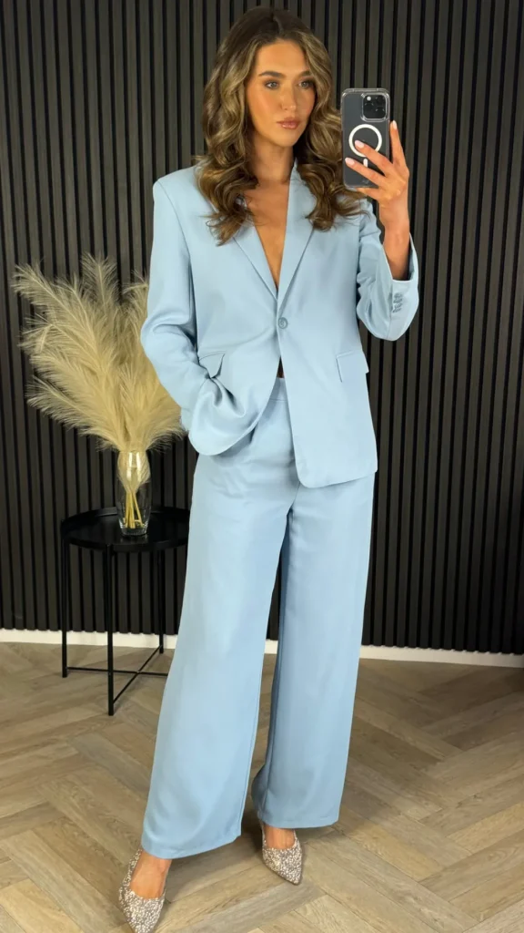 FEELKOO Blazers^Verona Baby Blue Oversized Blazer