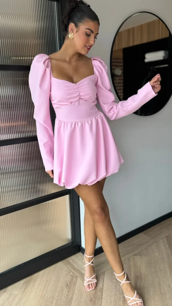 ALLYSON Day Dresses | Occasion Dresses^Vikki Rose Pink Long Sleeve Skater Mini Dress
