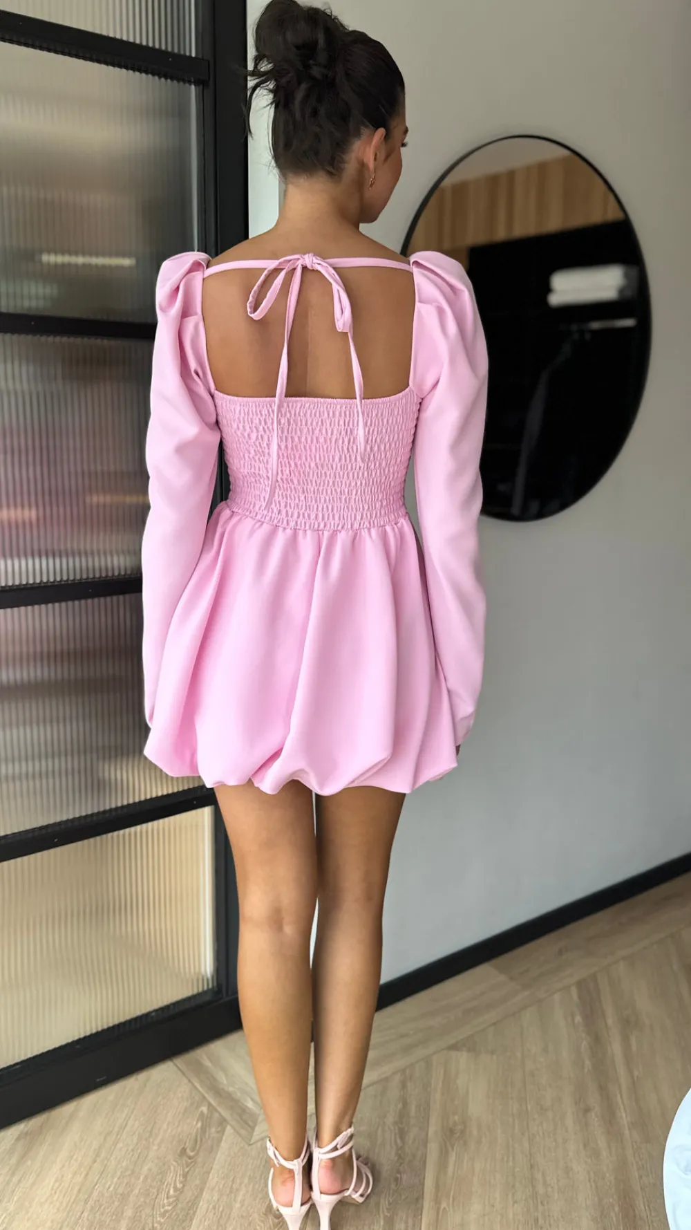 vikki_rose_pink_long_slee_5.webp ALLYSON Day Dresses | Occasion Dresses^Vikki Rose Pink Long Sleeve Skater Mini Dress