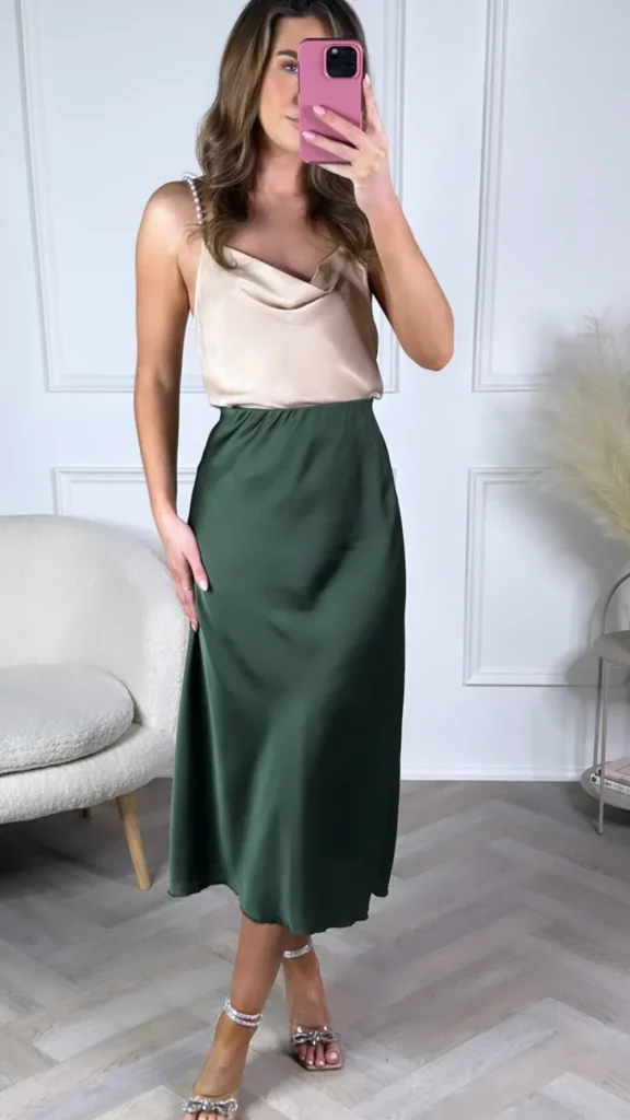 COPPEROSE Skirts & Shorts^Yaella Khaki Midi Skirt