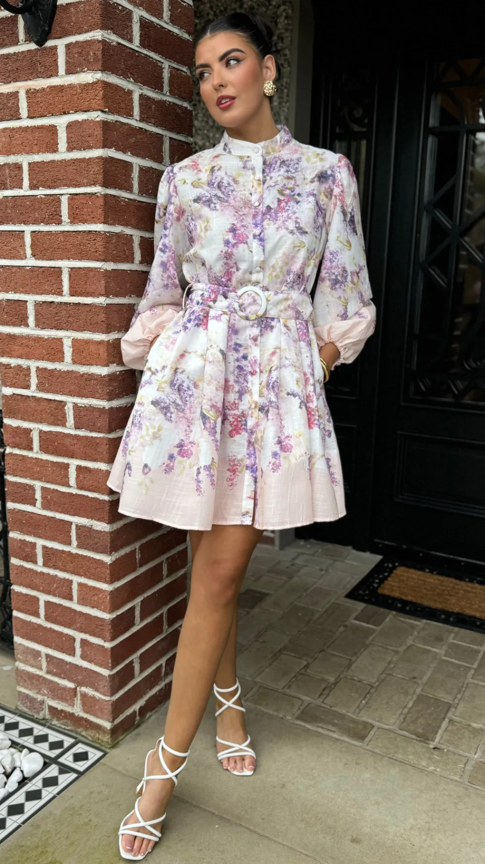 yvaine_purple_amp_beige_f_0.webp TIMELY Going Out Dresses | Occasion Dresses^Yvaine Purple & Beige Floral Printed Mini Dress