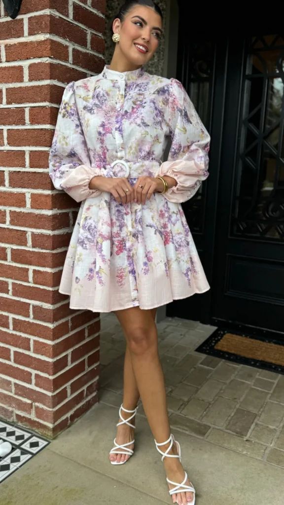 TIMELY Going Out Dresses | Occasion Dresses^Yvaine Purple & Beige Floral Printed Mini Dress