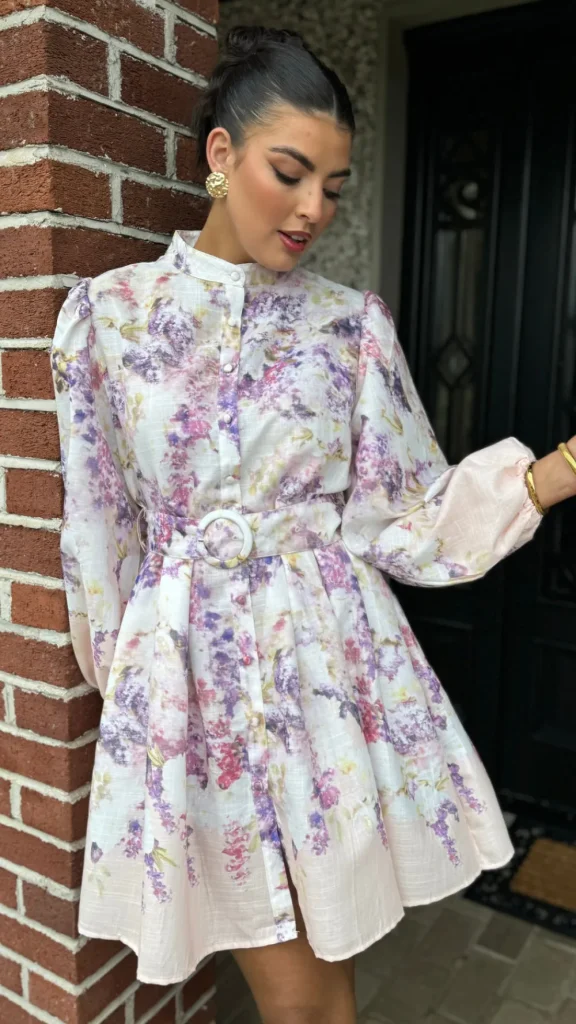 TIMELY Going Out Dresses | Occasion Dresses^Yvaine Purple & Beige Floral Printed Mini Dress