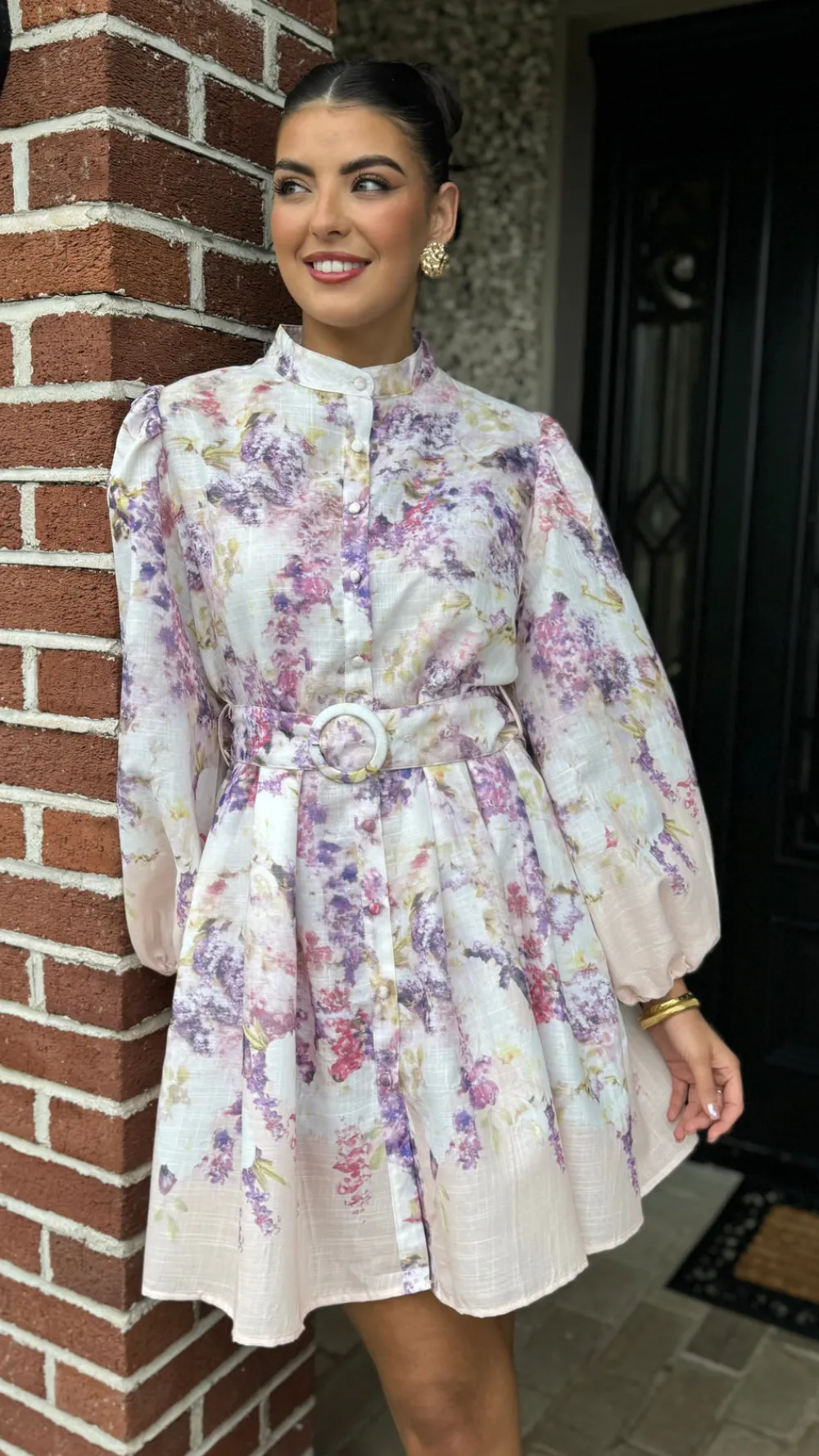 yvaine_purple_amp_beige_f_3.webp TIMELY Going Out Dresses | Occasion Dresses^Yvaine Purple & Beige Floral Printed Mini Dress