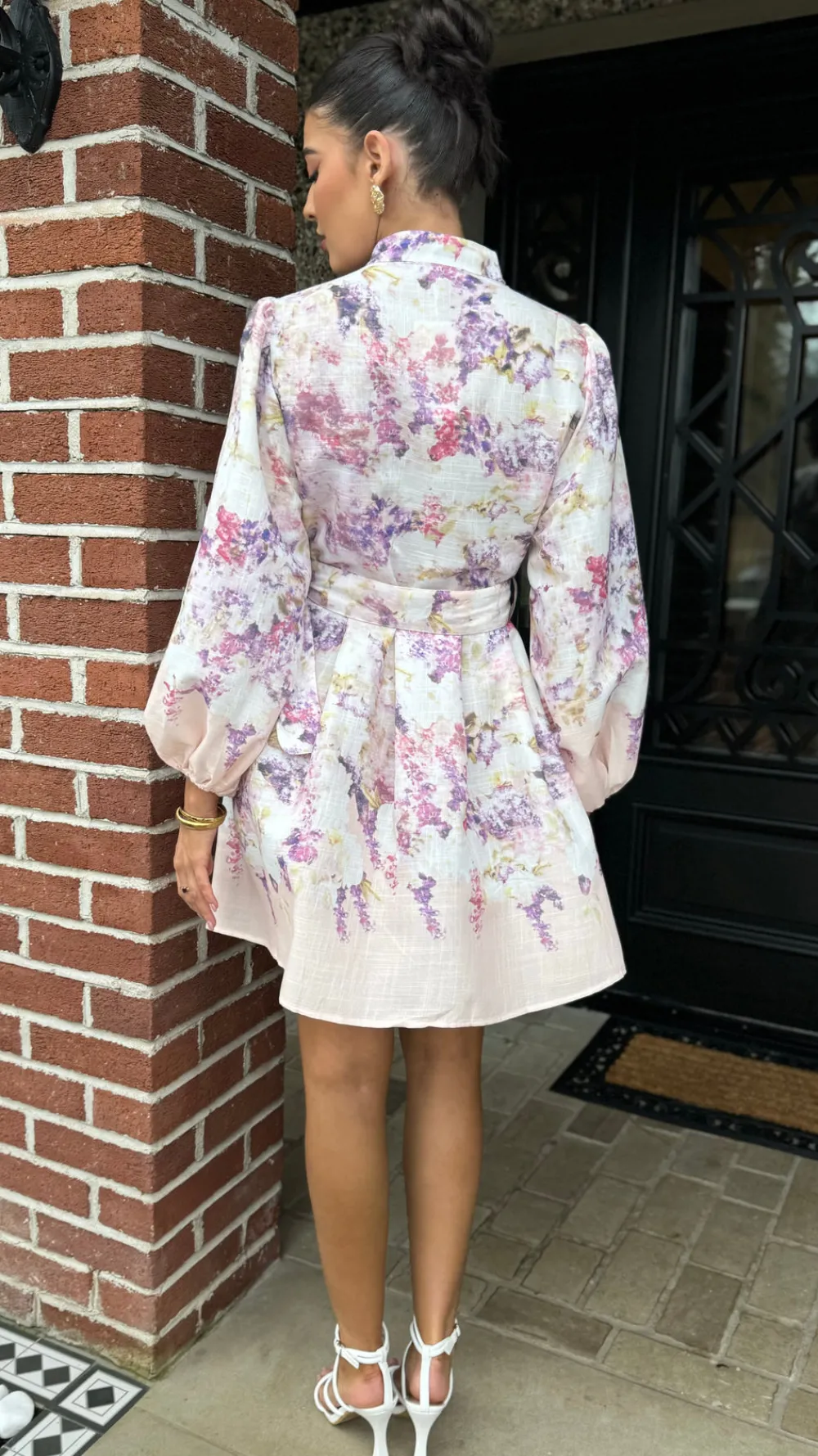 yvaine_purple_amp_beige_f_6.webp TIMELY Going Out Dresses | Occasion Dresses^Yvaine Purple & Beige Floral Printed Mini Dress