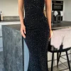 VERA LUCY Fitted Dresses | Going Out Dresses^Zelda Black Sparkle Halter Neck Maxi Dress